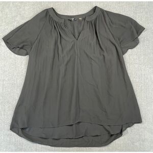 Tahari‎ Pleated Flutter Sleeve Blouse Women 2XL Black Plus Size Work Office Top